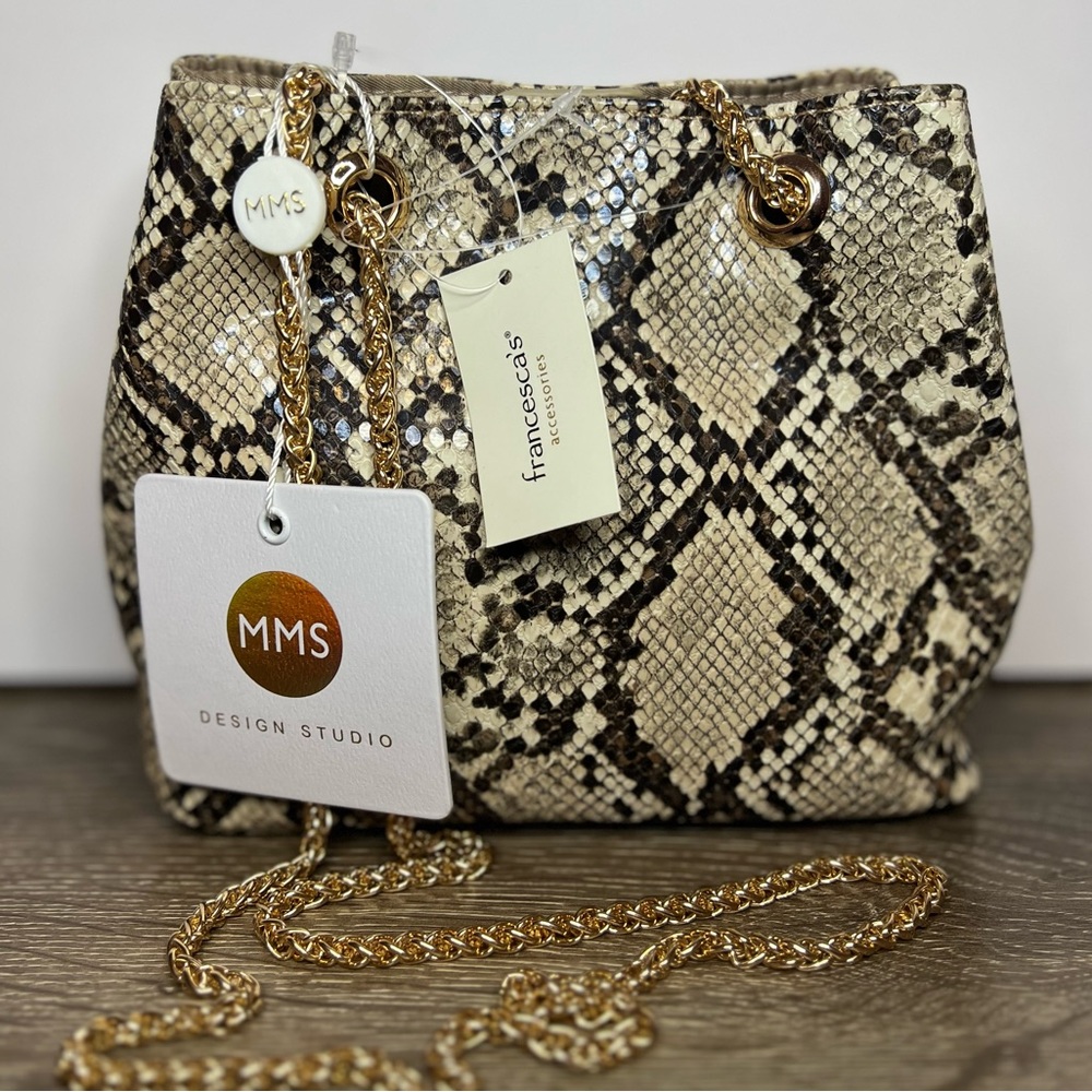 NWT Francesca’s Faux Snakeskin Bag - Picture 2 of 12